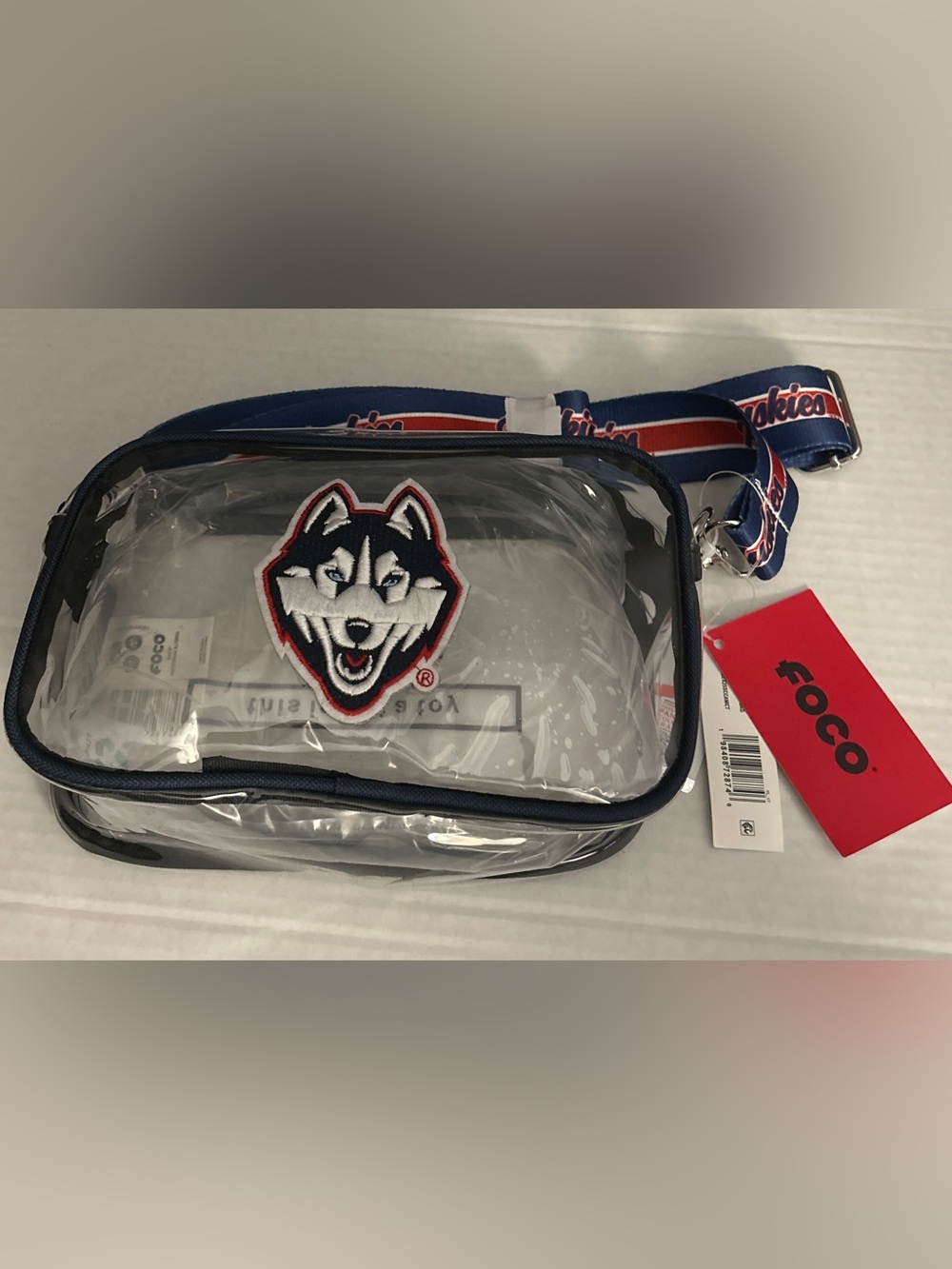 NWT UConn Huskies Clear Crossbody Bag